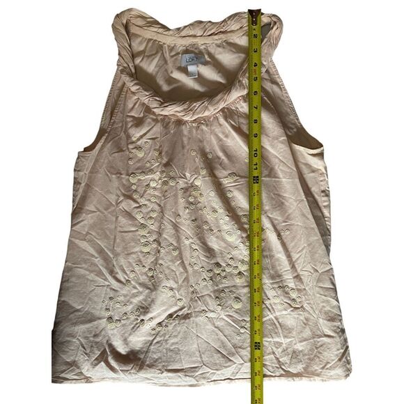 Ann Taylor Loft Twisted Neckline Pink/Peach Sequin Top Size L - Picture 9 of 10